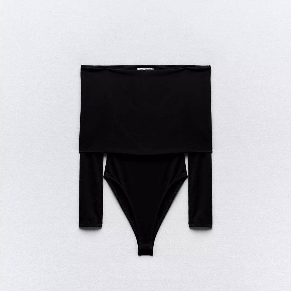 🚨NWT🚨Zara Black Off-Shoulder Long Sleeve Bodysuit